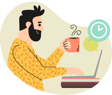 Raj in office illustration